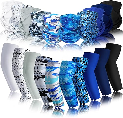 Liitrsh Juego de 10 fundas de protección solar UV para la cara y enfriamiento para los brazos, polaina de cuello refrescante, bufanda, seda de