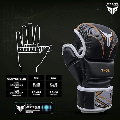 Vista 5 de Mytra Fusion MMA Gloves 7-oz Grappling Gloves Martial Arts Gloves Sparring Gloves Punching Bag Gloves