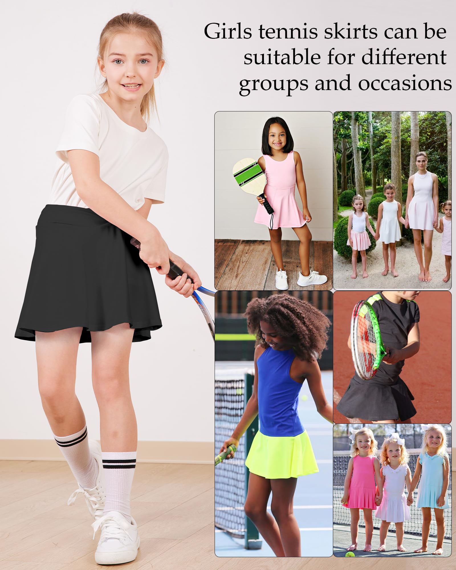 Mädchen-Tennisrock Sportrock mit kurzen, Sommerrock Faltenrock Tennis Skirt mit 2 Taschen, Golf-Mini-Röcke mit Elastischer Bund