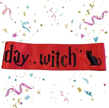 Decorit デコリット 誕生日 魔女 サッシュ ガールズ レディース ハロウィン 誕生日パーティー サッシュ It's My Birthday for Parry Hotter テーマ パーティーデコレーション 16歳 18歳 21歳 40歳 誕生日用品 ゴシック バースデーサッシュ レッド