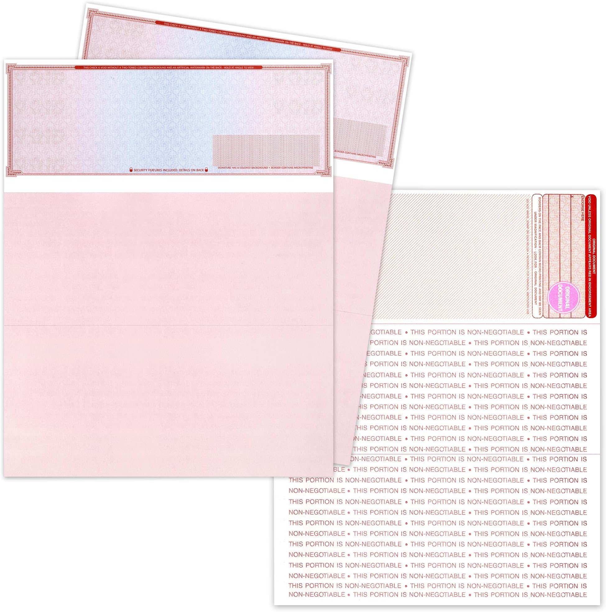 High Security Check Paper - 50 Count, Blank Business Checks on Top with Artificial Watermarks, Anti-Fraud, Compatible with QuickBooks, Check Stock Paper Printable with Laser & Inkjet - Red/Blue Mazed