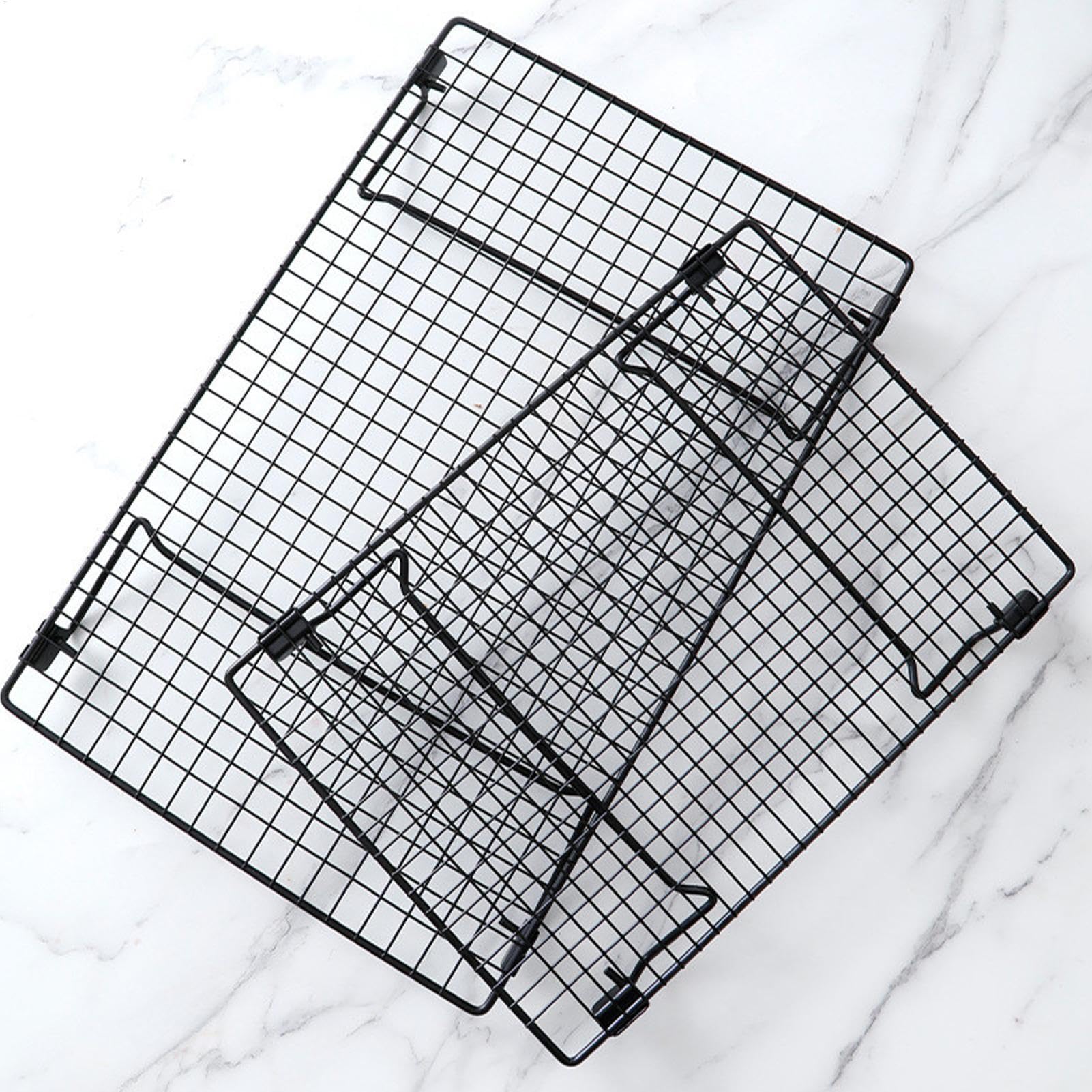 Cookie Cooling Rack Set, 34x24x5.7cm, Black Wire Stand Baking, Stackable Rectangle Cooling Rack, 2 Pieces, Perfect for Cookies, Cakes, and Pastry Refrigerate