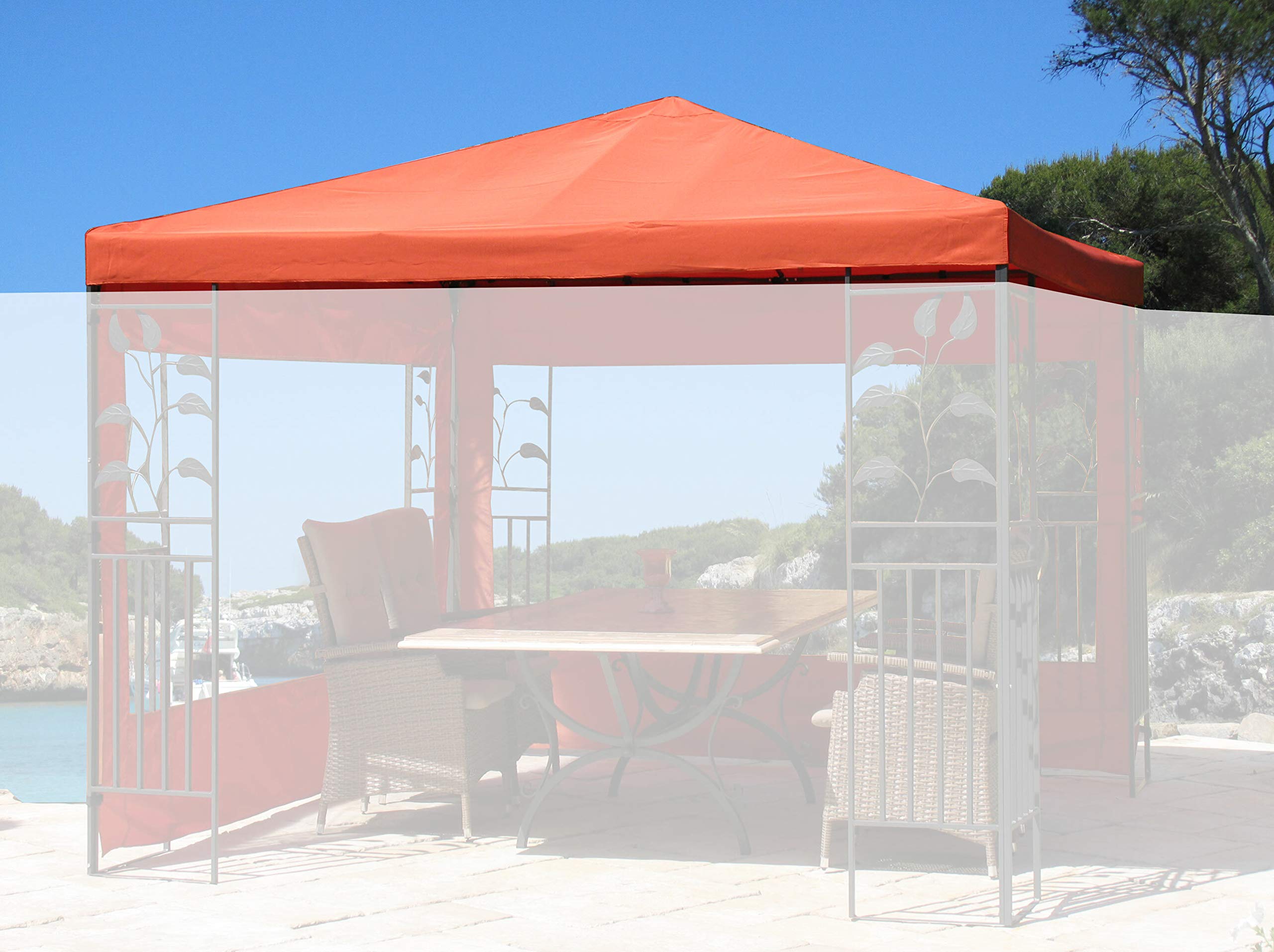 QUICK STAR Techo de Repuesto para cenador de jardín 3x3m Rojo Naranja con Revestimiento de PVC