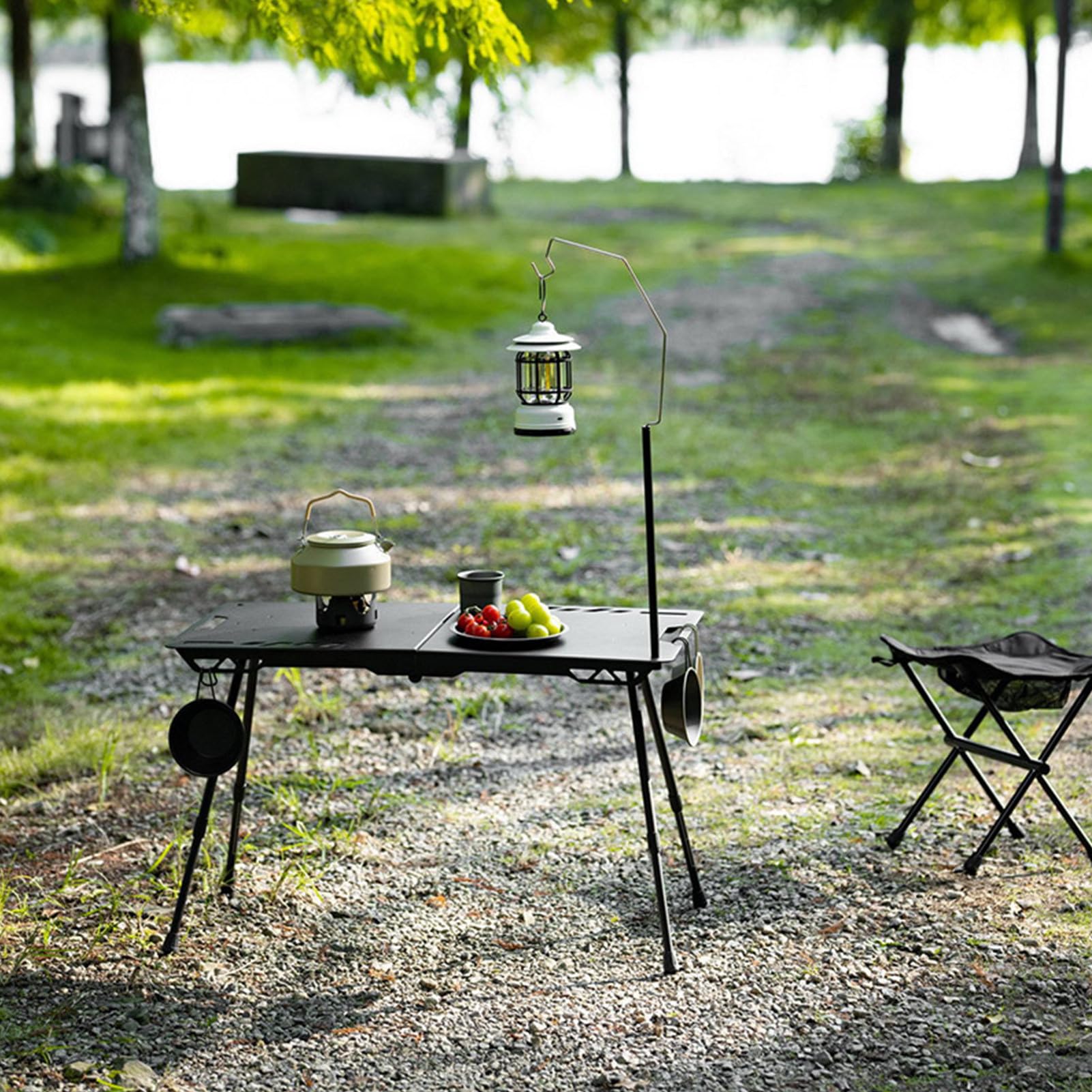 Składany Stół Kempingowy Aluminiowy Przenośny Stolik z Regulowaną | Składany Stół Turystyczny Na Piknik Do Wędrówek Pikniku Grillowania Plaży Podróży oraz na Zewnątrz i Wewnątrz w Ogrod