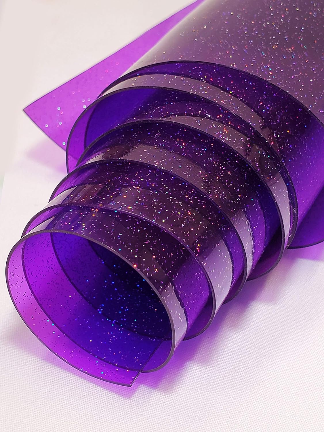 30 Gauge Jelly Transparent Sparkle Glossy Plastic Vinyl Fabric / 48 Wide/Sold by The Yard (Purple)