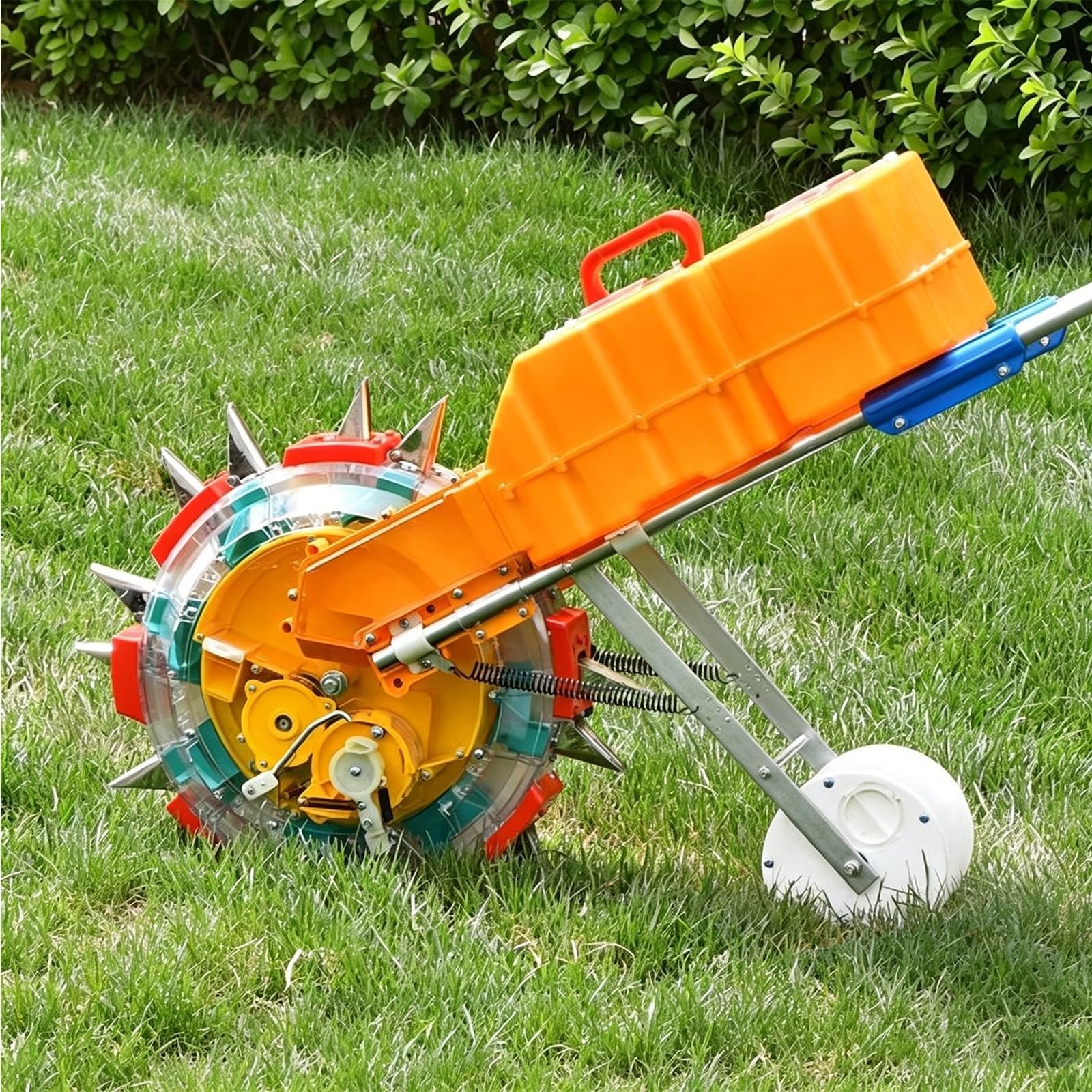Seminatrice a Spinta Manuale a 8 uscite, Portatile, con Funzione di Semina e distribuzione di fertilizzanti, profondità e spaziatura Regolabili, per Mais, soia, Arachidi e Cotone