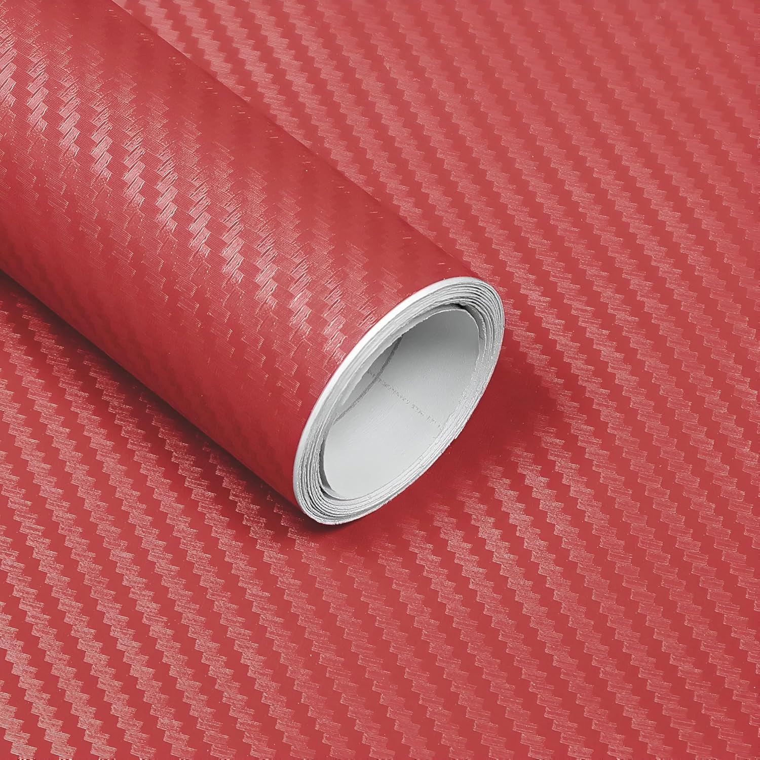 WALLJIT 3D Carbon Fiber Vinyl Wrap Roll, Self Adhesive, Waterproof, Bubble Free Decal Film for Car Interior, Exterior, Bike, Dashboard, Furniture & DIY (Carbon 3D Red, 2x16 Feet)