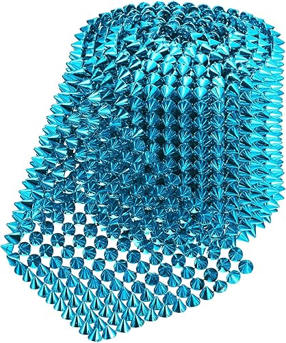 Miniatura 9 de uxcell 2 yardas cosidas en forma de cono de puntas, 12 filas de plástico con parte trasera plana, remaches punk, cinta para manualidades, bolsos,