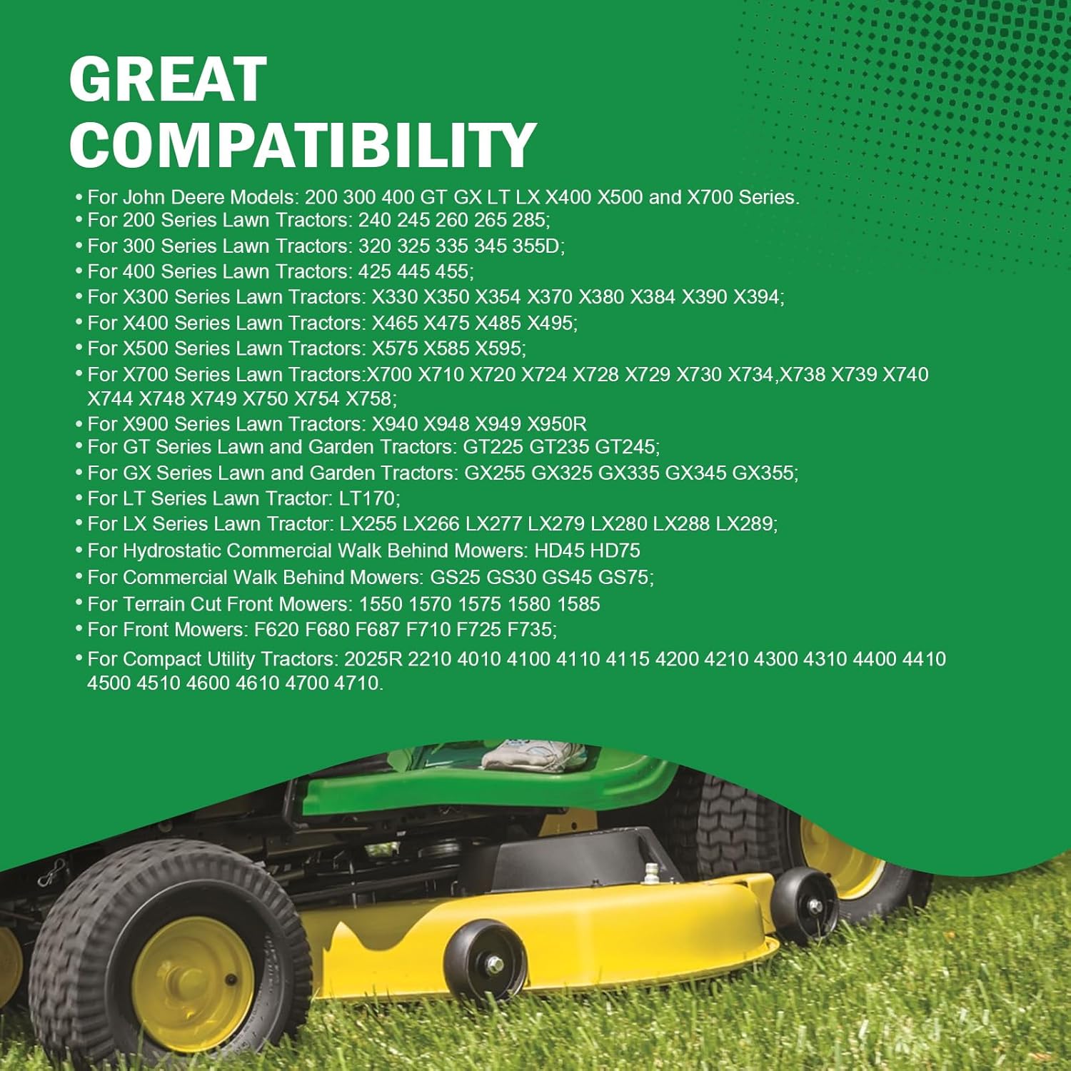 4-Pack AM125172 Plastic Deck Gauge Wheel Kit Compatible with John Deere 48" 54" 60" 72" Deck Lawn Tractor Mowers Replace# AM124706, 210-300