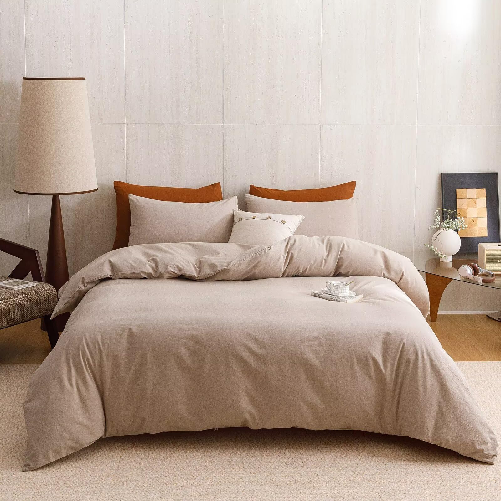 Washed Cotton Comforter Set - Twin 3Pcs -8 Washed Cotton Comforter Set - Twin 3Pcs -8