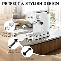 Vista 7 de Máquina de café expreso con espumador de leche de vapor, cafetera espresso profesional de 20 bares para café con leche y capuchino, control de 1