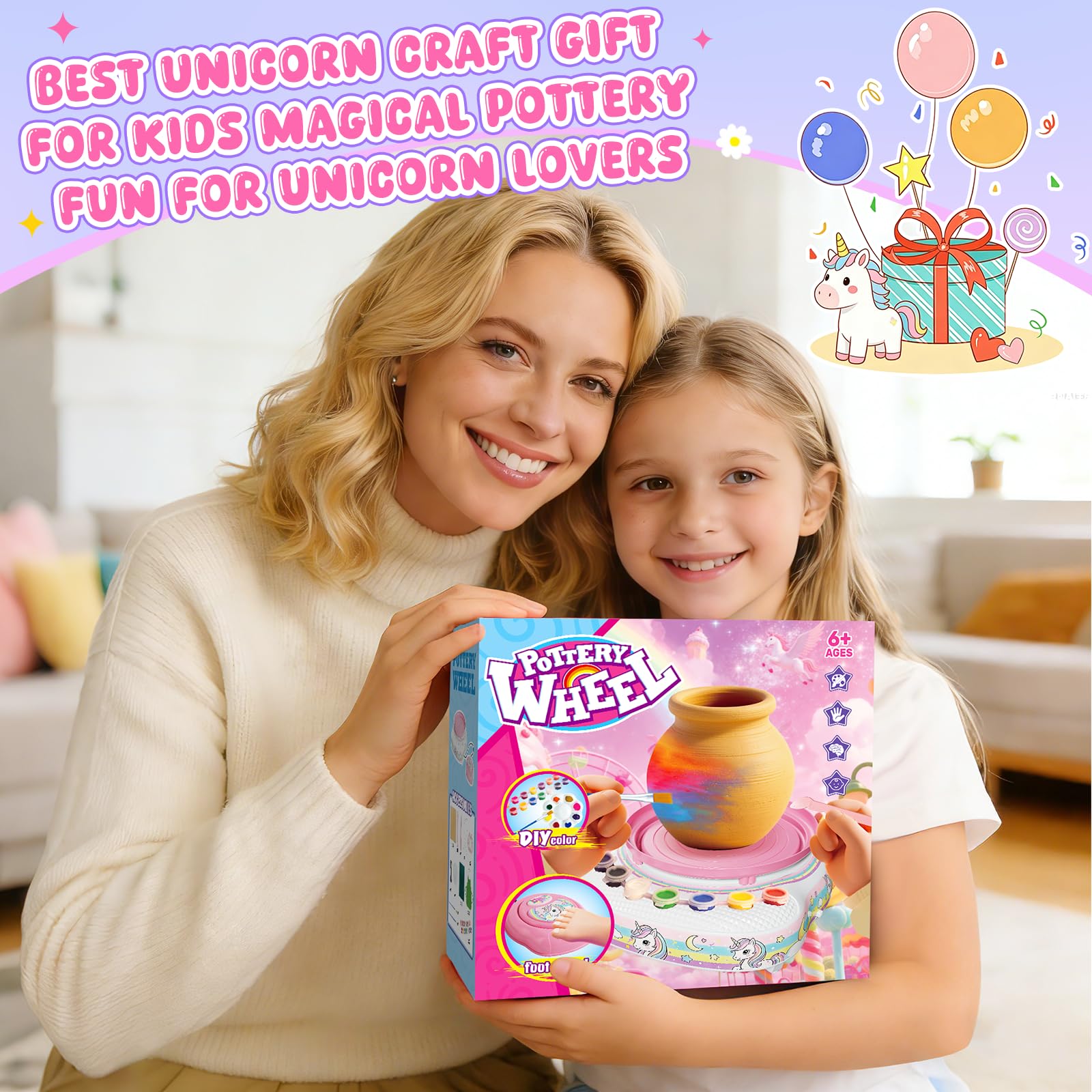 Tour de Potier Enfants 6-12 Ans Kit Complet DIY Débutants avec 3 Pâtes Auto-Durcissantes, Outils, Cadeau Anniversaire Garçons Filles Blanc