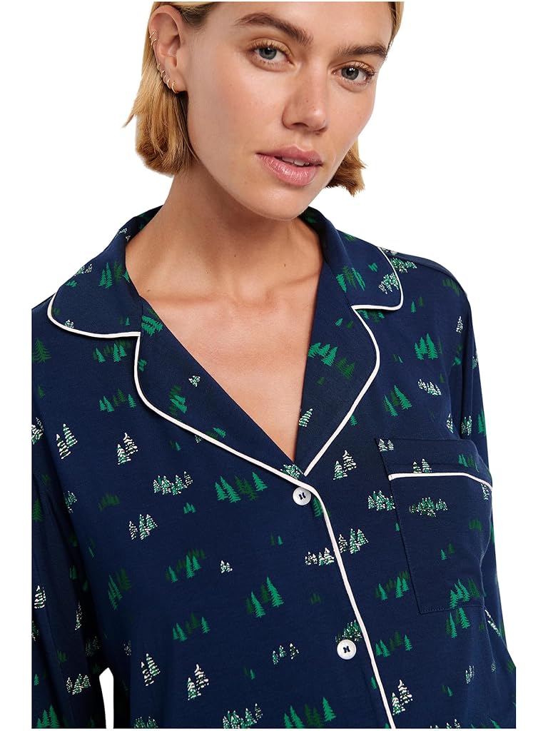 Navy Eberjey Gisele Printed Long Pj Set