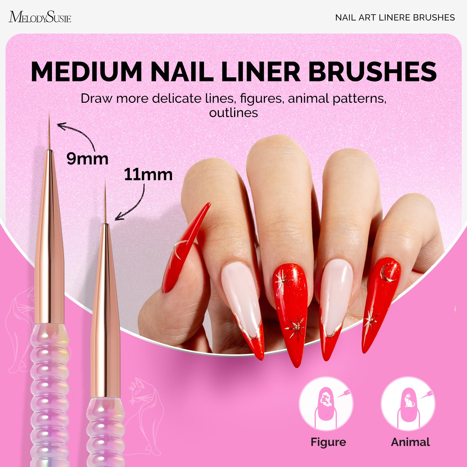 MelodySusie 5Pcs Nail Art Liner Brushes with Nail Brush Holder - Image 3