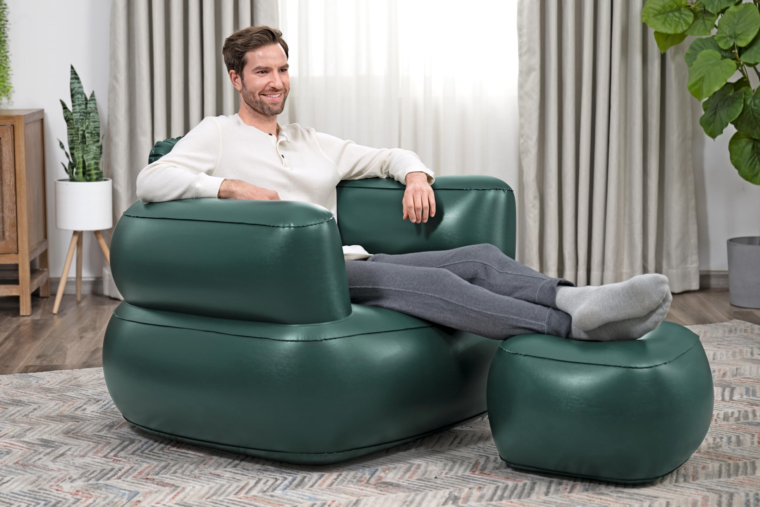 Bestway Fauteuil conflable Comfi Cube - 107 cm x 99 cm x 80 cm - Vert - Gris