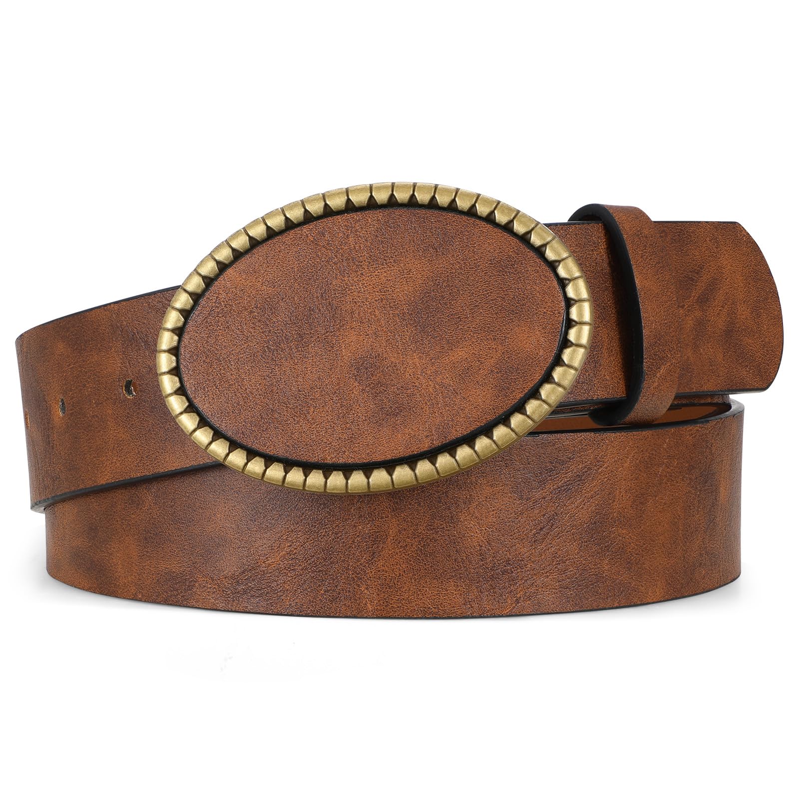 VONMELLI Western Belt for Women Men Cowgirl Cowboy Embossed Belts Vintage Floral Buckle for Jeans Pants