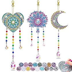 Gift for 6-7-8-9-10 Yeal Old Girls Boys: Arts and Crafts for Kids Age 6-8-10-12 Diamond Art Wind Chimes Kit for Girl Toys Age 5-11 Present Sun Catcher DIY Paint by Numbers for Adult Gem Painting Kit