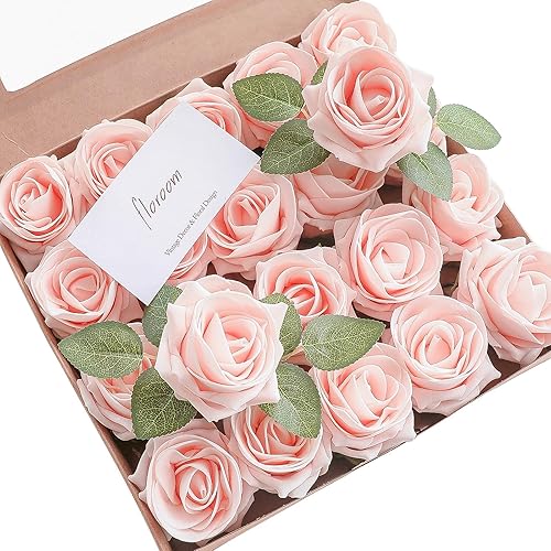 Floroom Flores artificiales, 20 unidades, rosas falsas de espuma de alto centro con tallo para ramos de boda, centros de mesa de despedida de