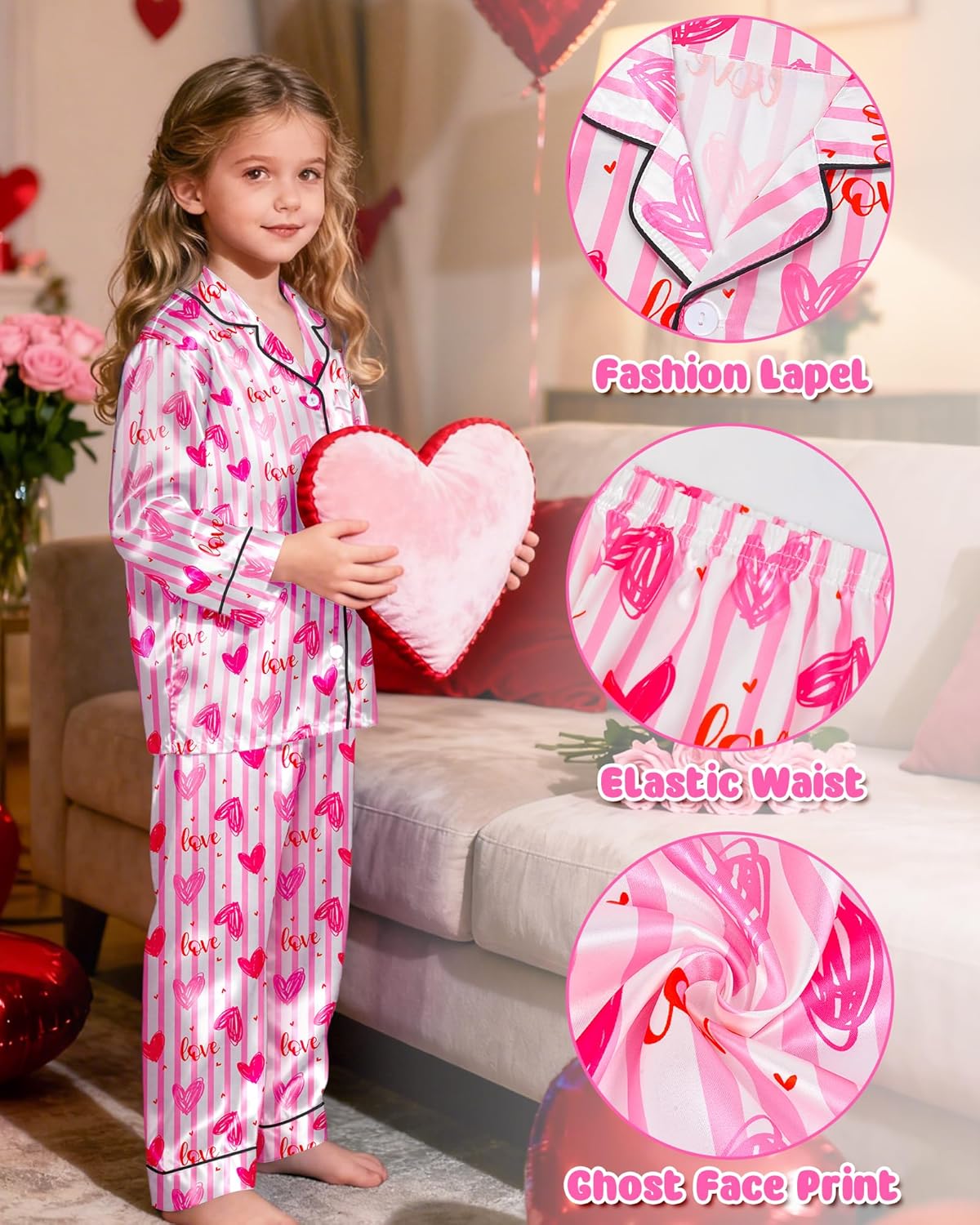 Sylfairy Satin Pajamas for Girls Silky Button-Down Sleepwear Unicorn Nightwear Loungewear PJS Clothes Set Gifts for Kids - Image 4