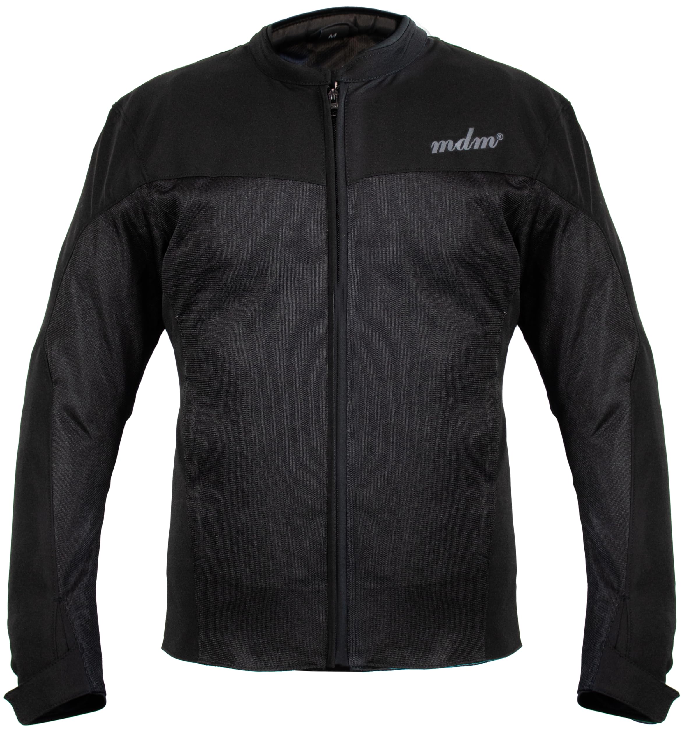 MDM Motorradjacke Herren Sommer Mesh mit Protektoren, Atmungsaktive Motorradjacke mit Rückenprotektor, Belüftung, Schwarz