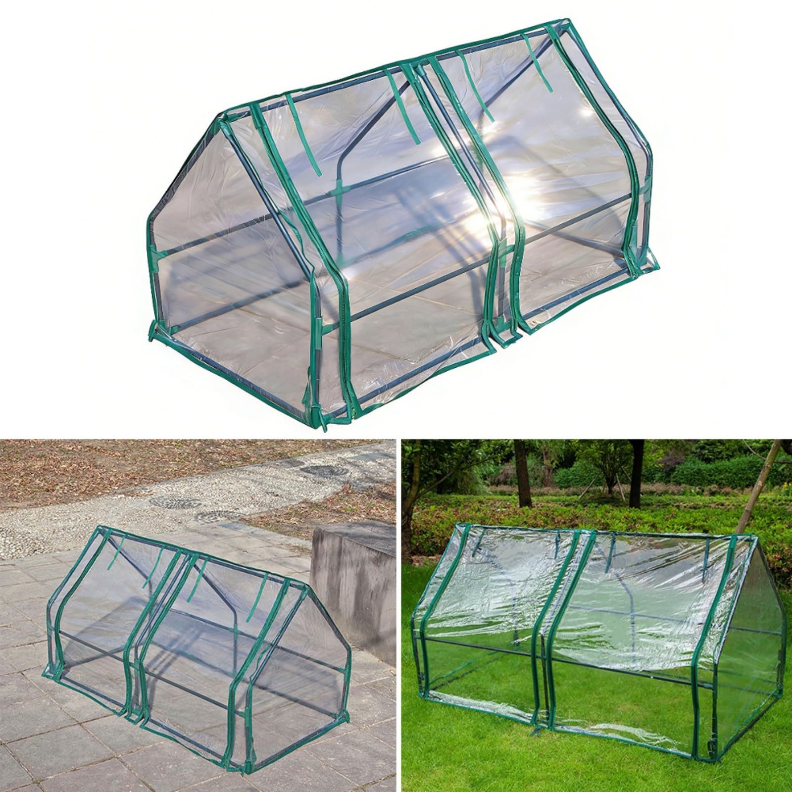 Serre portable en PVC transparent 120 x 60 x 60 cm pour mini abri de plantes pour jardin, terrasse ou culture intérieure