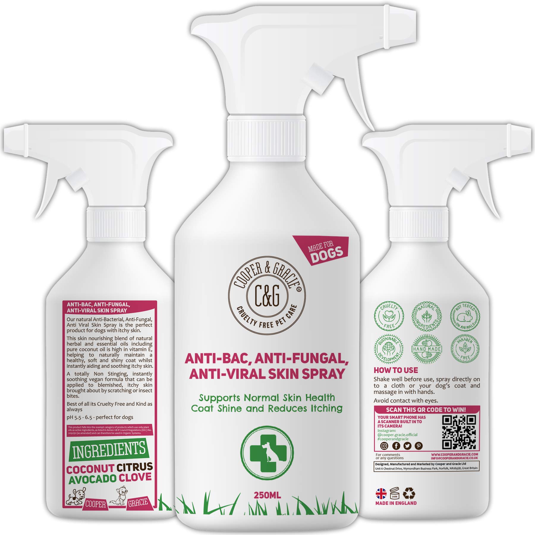 C&G Pets Antibacterial Anti Fungal Itchy Dog Spray Dogs Allergy Itch