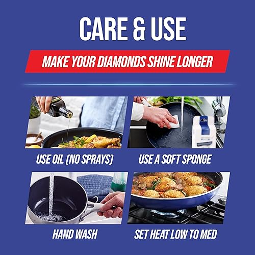 Miniatura 12 de Blue Diamond - Sartén antiadherente de cerámica con infusión de diamante de 12.5 pulgadas, sin PFAS, apta para lavavajillas, apta para horno, color