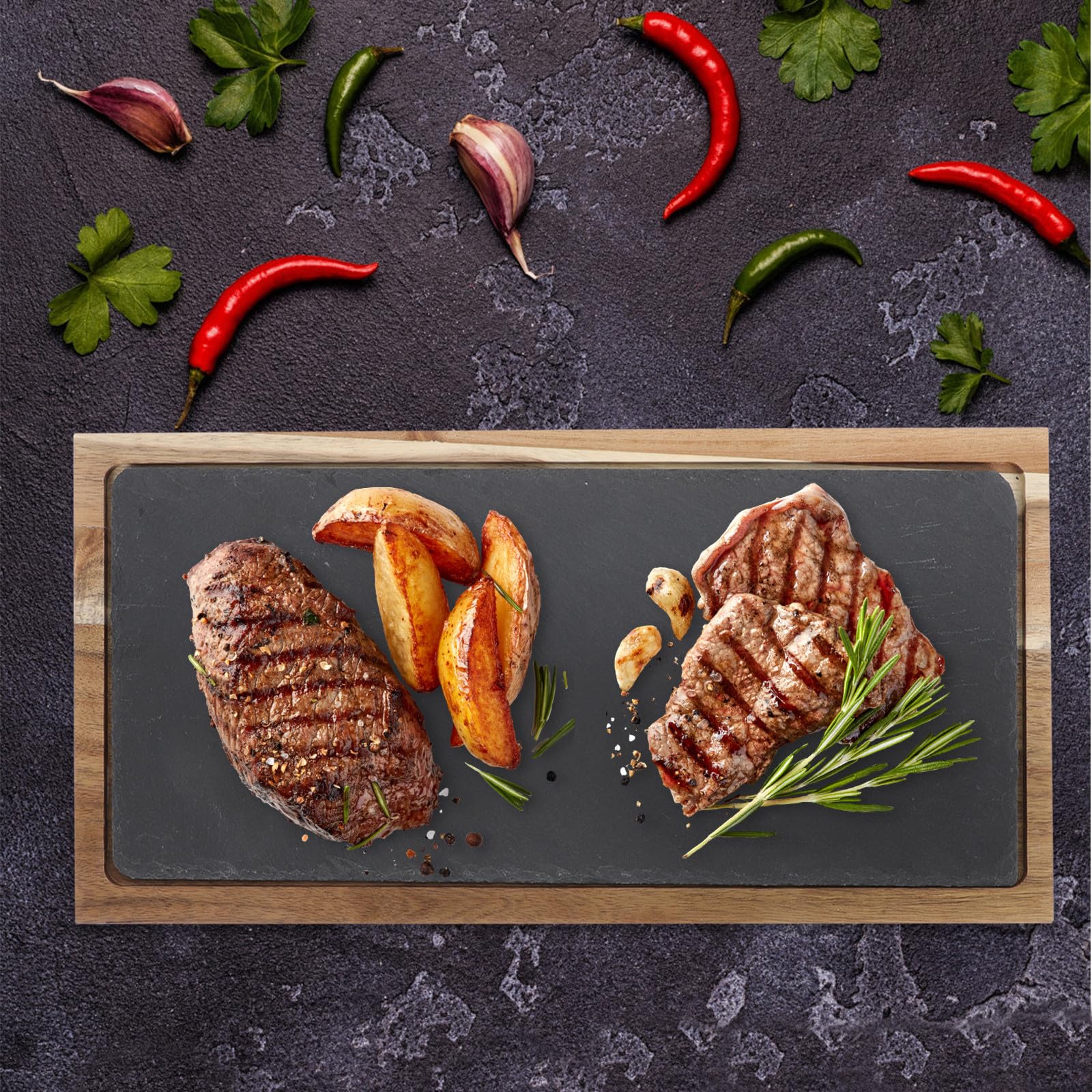 POPETPOP Plateau Rectangulaire en Bois Multifonction Facile à Nettoyer pour Assiette à Steak et Plateau à Pizza, pour Restaurant et Usage Domestique