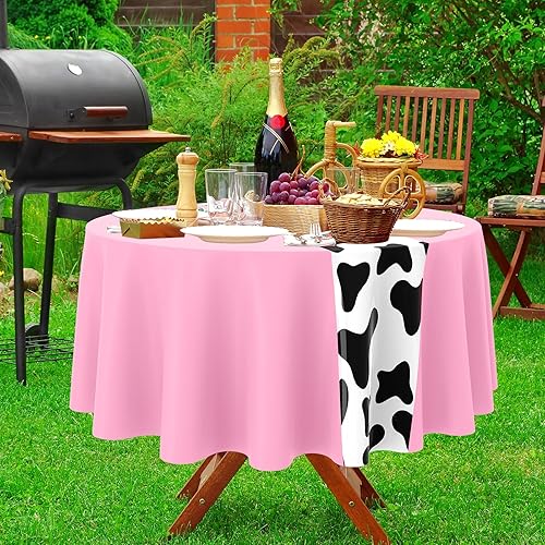 Miniatura 5 de Moukeren 6 manteles de vaca para fiesta, mantel redondo de vaca impreso, mantel de plástico, decoración de fiesta de cumpleaños para el hogar, cena,