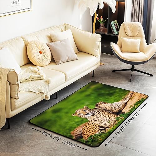 Miniatura 3 de Alfombra estampada de leopardo para sala de estar, dormitorio, alfombra decorativa con estampado de guepardo, diseño de animales salvajes, temática