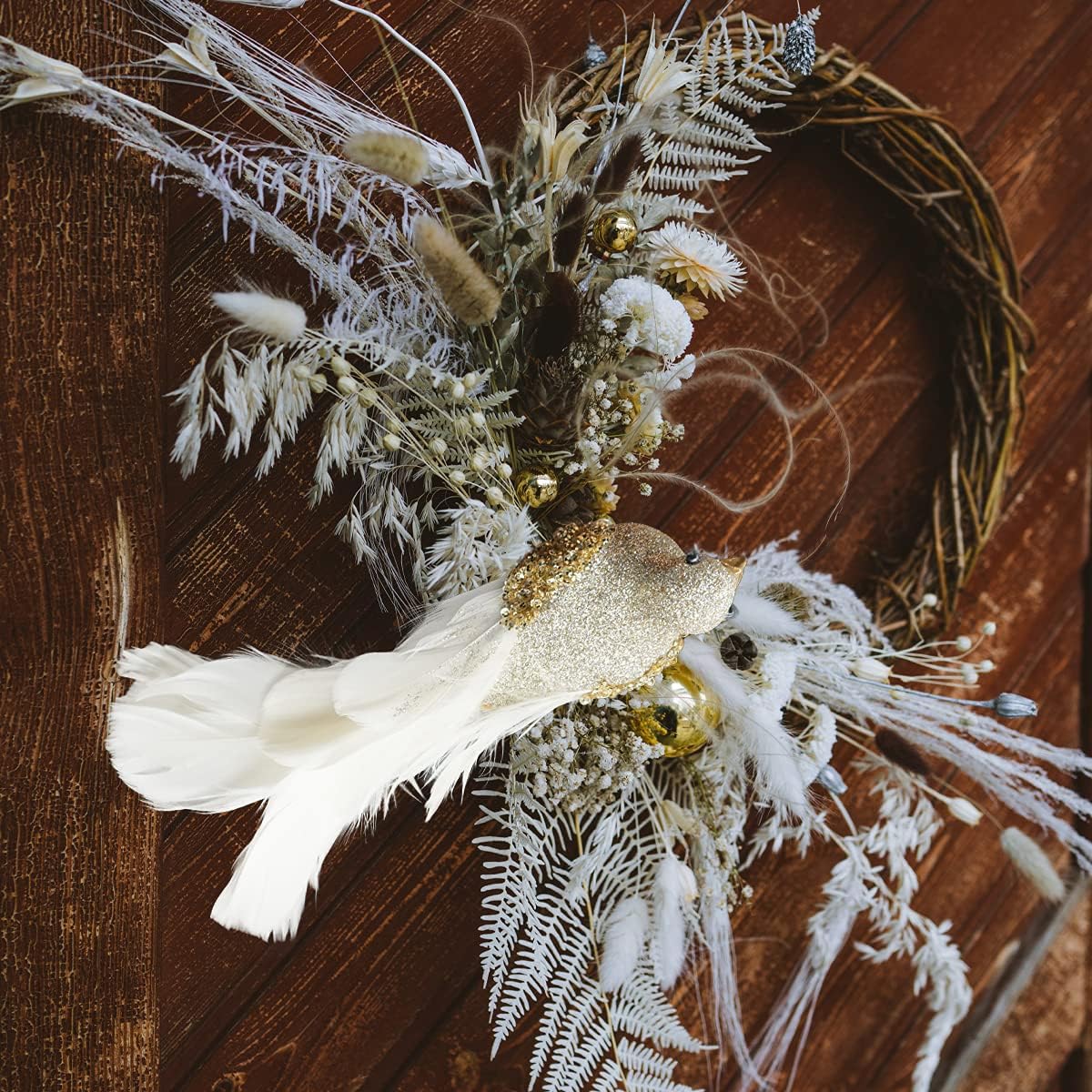 Yolococa Champagne Christmas Tree Decoration Birds,10x2x2 inches,2pcs - Image 3