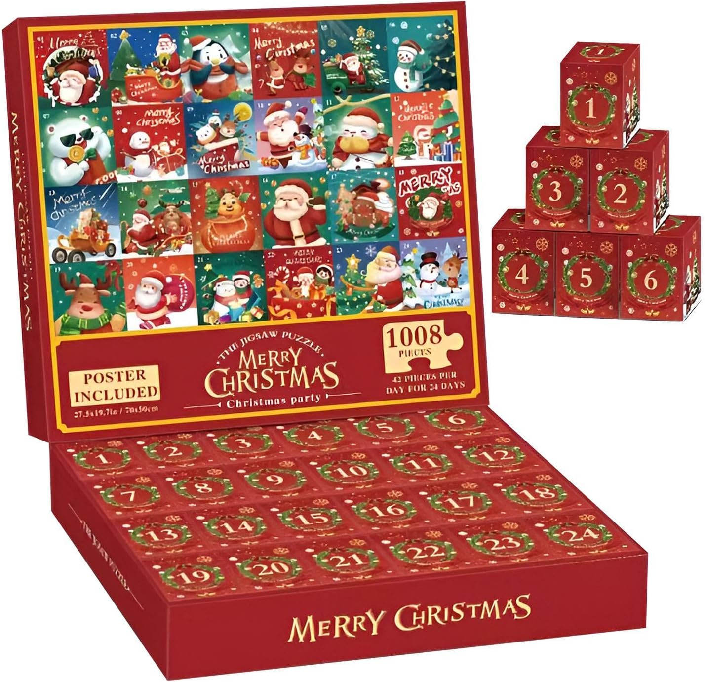 Puzzle Adventskalender 2025 - 24 Boxen Mit 1008 Teilen Für Erwachsene & Kinder