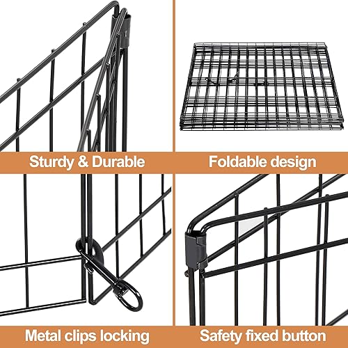 Miniatura 2 de Corralito plegable de metal de 2430364248 pulgadas, corralito de juego para perros para interiores y exteriores, para animales pequeños, 8 paneles,