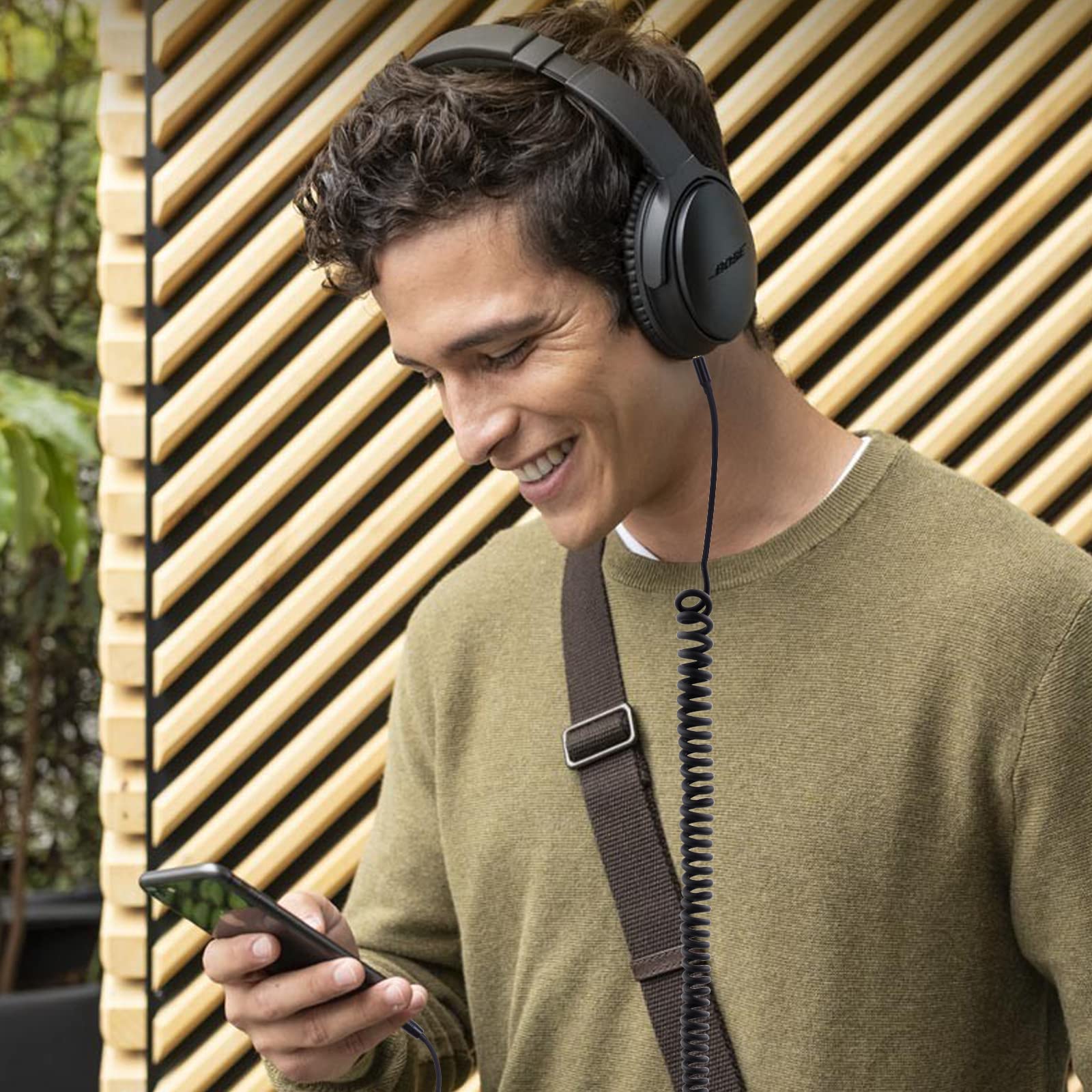 Cavo a spirale QC45 compatibile con cuffie Bose QuietComfort, QuietComfort Ultra, QC45, QC35, QC35 II, QC25, NC700, OE2, Soundlink, SoundTrue, cavo AUX da 2,5 mm a 3,5 mm con adattatore da 6,35 mm