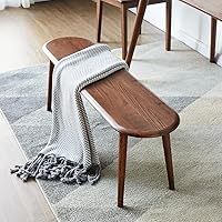 Vista 8 de Banco de comedor 100% madera maciza de 47.2'', banco largo de madera de roble para mesa de comedor, pie de cama, entrada, pasillo, respaldo de sofá