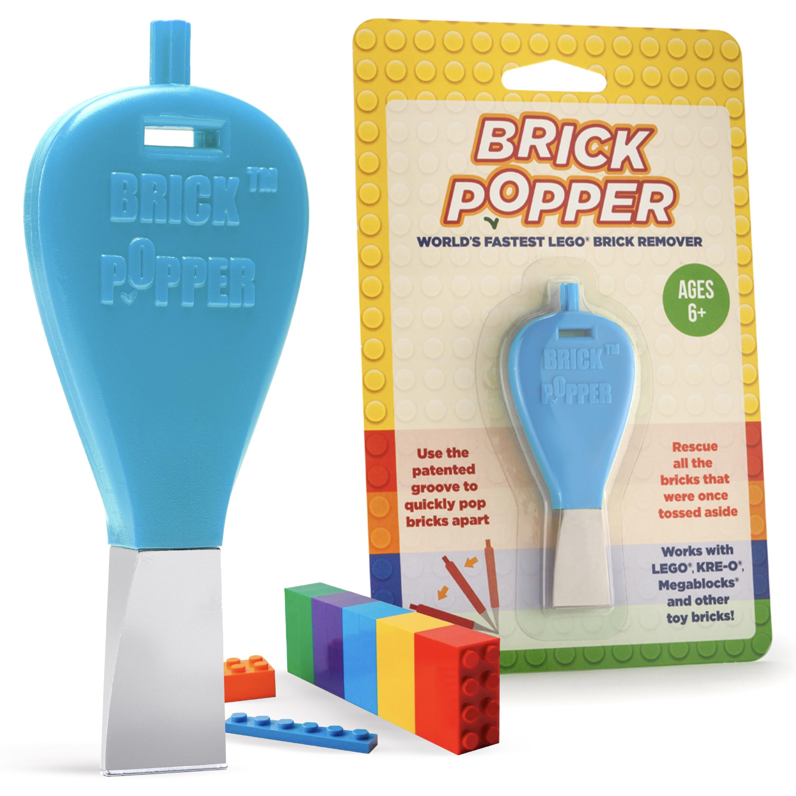 Brick Popper Easy Block Removal Dedicated Tool, Made of Metal, Long Lasting, For Kids and Adults, 6 Years and Up, Light Blue
