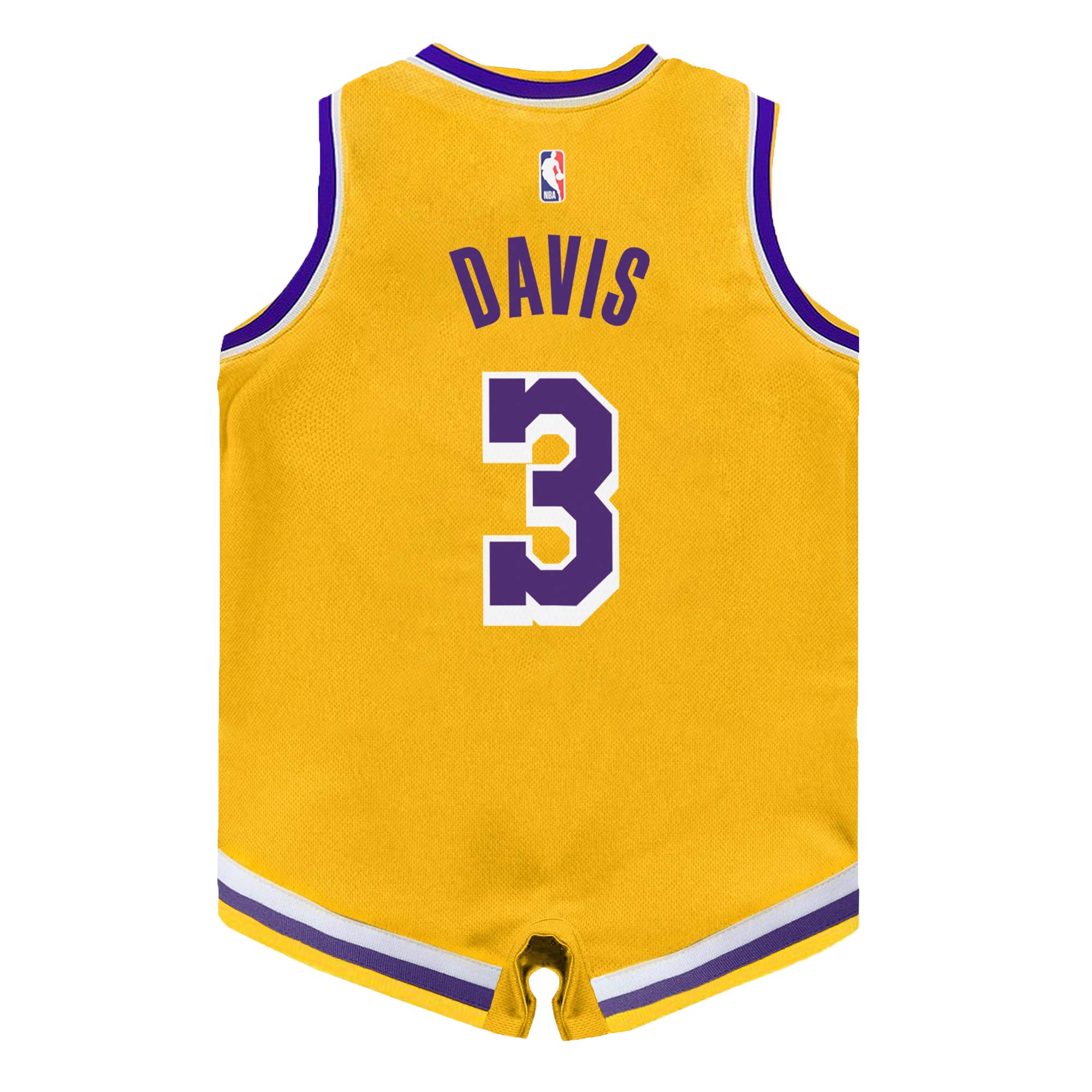 Outerstuff Anthony Davis Los Angeles Lakers #3 Infants Yellow Icon Edition Bodysuit Romper Jersey (18 Months)
