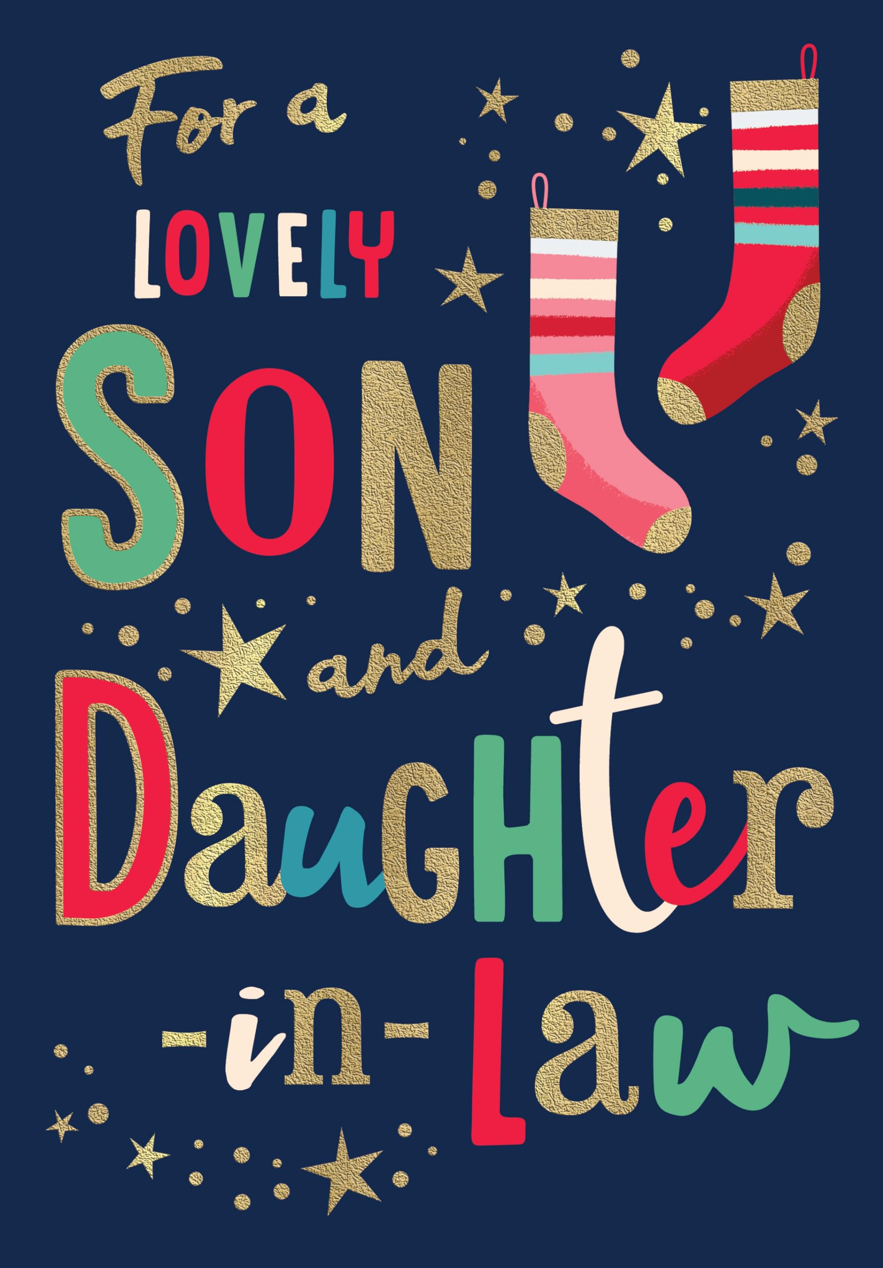 Avant Garde Studios Modern Christmas Card, Couple Son & Daughter In Law, navy - 9 x 6 inches - Piccadilly Greetings