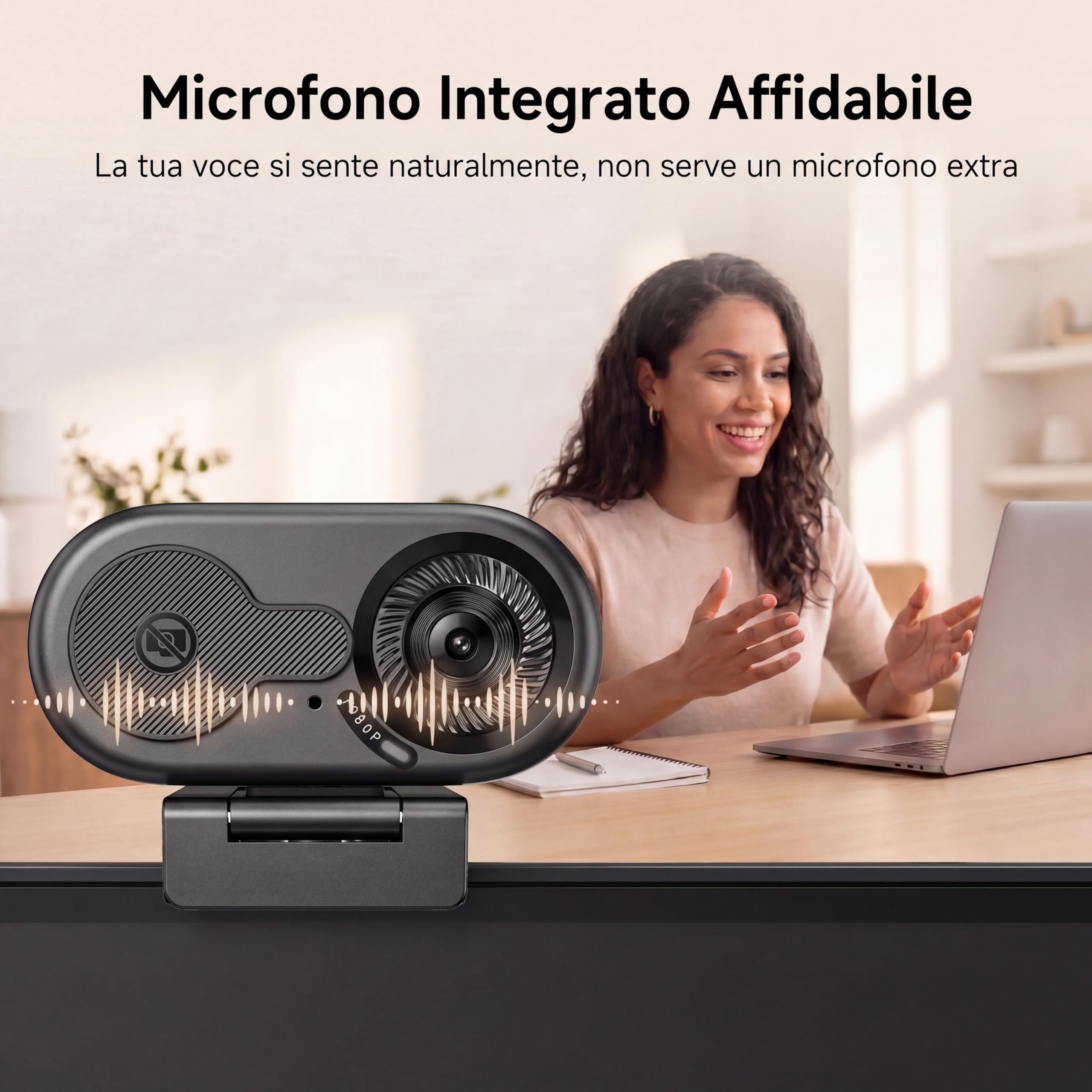EMEET Webcam 1080P per PC, C100 Webcam per Portatile con Microfono, Web cam HD con Copertura per la Privacy, Fotocamera per Computer 66°, Plug&Play, Fotocamera USB per OBS/Twitch/YouTube/Windows/Mac