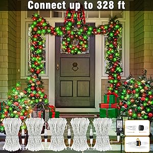 165FT 500 LED Christmas Lights Outdoor, Plug in Christmas String Lights Indoor with Waterproof, 8 Modes Twinkle Fairy Lights for Xmas Tree Patio Garden Holiday Decorations, Red and Green