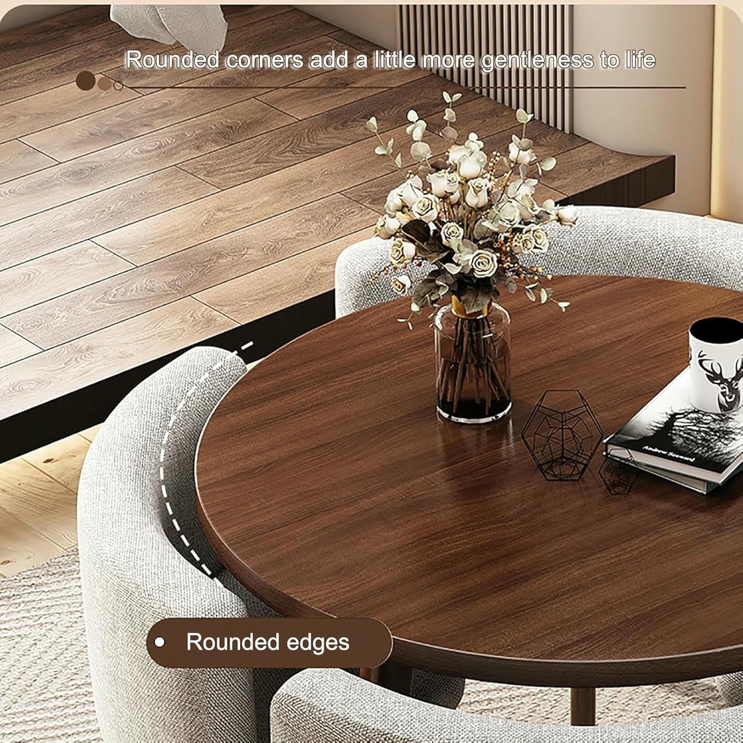 Office Reception Room Club Table and Chair Set, Negotiation Table and Chair Set, Conference Reception Table, for Home, Apartment w/ 4 Chairs