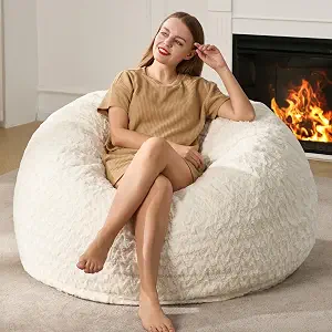 Hobestluk 4ft Large Washable Bean Bag Chair with Memory Foam Filling and Removable Cover