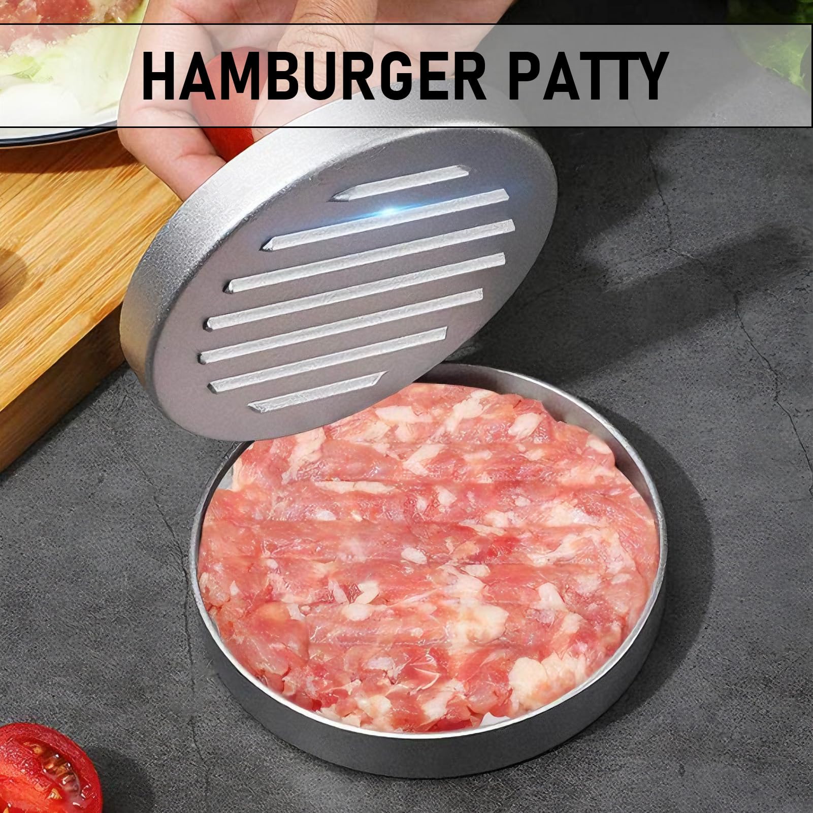 Presse à Burger en Aluminium, pour la Réalisation de BBQ, de Hamburgers Farcis, de Hamburgers au Bœuf, Presse Burger Antiadhésive