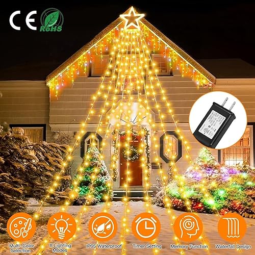 Miniatura 4 de XIPCO Luces LED de decoración de Navidad de 16 pies, tira de luces de estrella de Navidad para exteriores, decoración de hadas para árbol de