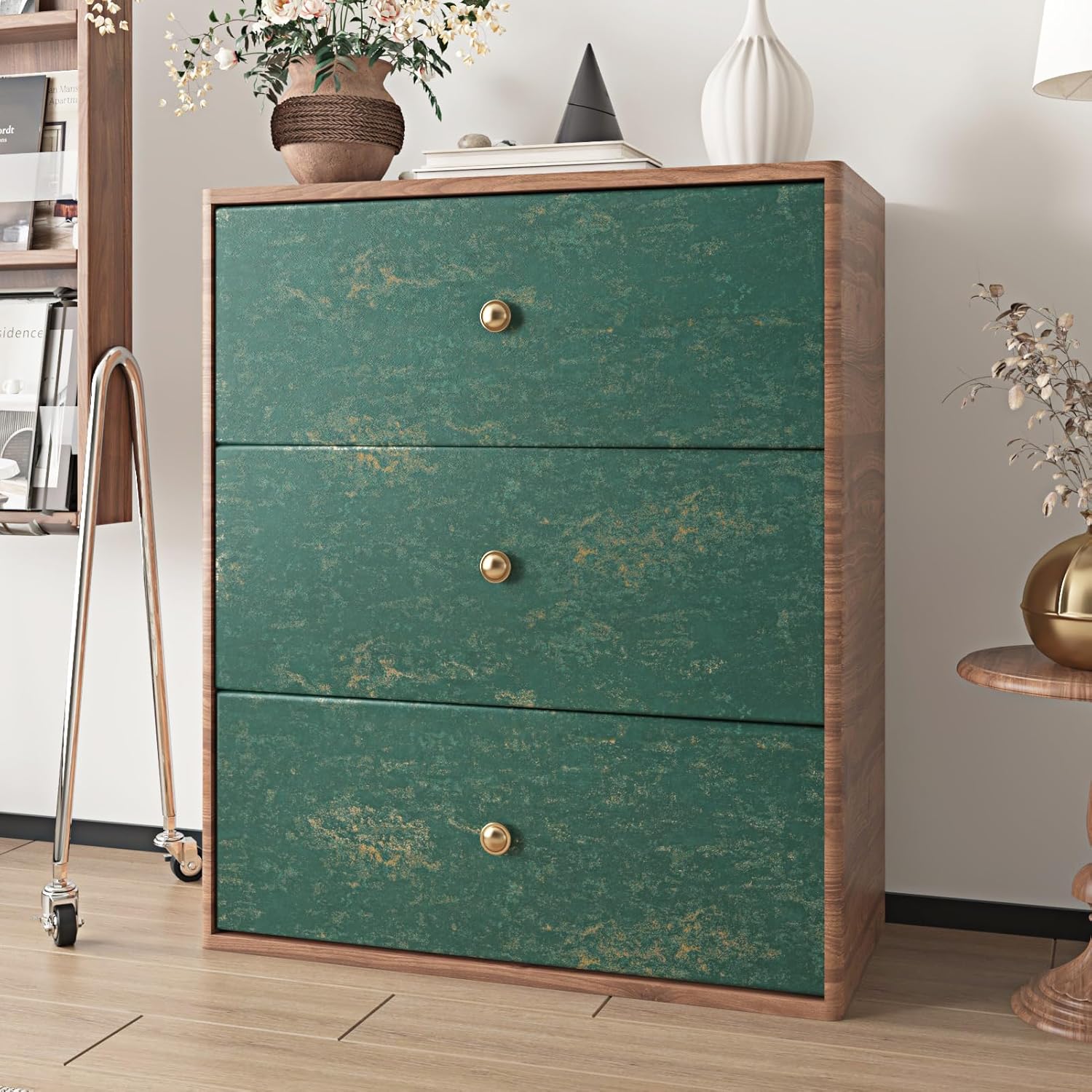Emerald Green Marble Contact Paper Teal Gold Matallic Wallpaper Peel and Stick Countertops Renter Friendly Textured Wall Paper Granite Wallpaper for Kitchen Bathroom Bedroom Cabinets Liner