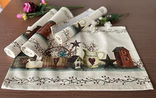 Miniatura 2 de Juego de 4 manteles individuales rectangulares de 18 x 13 pulgadas, decoración de mesa para jardín, granja, boda, fiesta, vacaciones, cena,