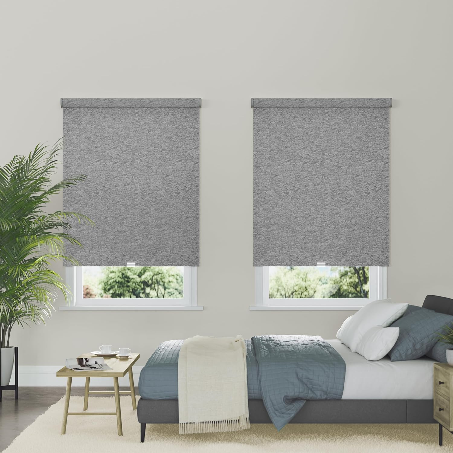 Lumino 100% Blackout Roller Shades for Windows - 17.5" W x 72" L - Medium Gray, Over 2,000 Custom Sizes, Cordless, Dual Layer Fabric for Advanced Light Blockage, Thermal Insulated Privacy Blinds