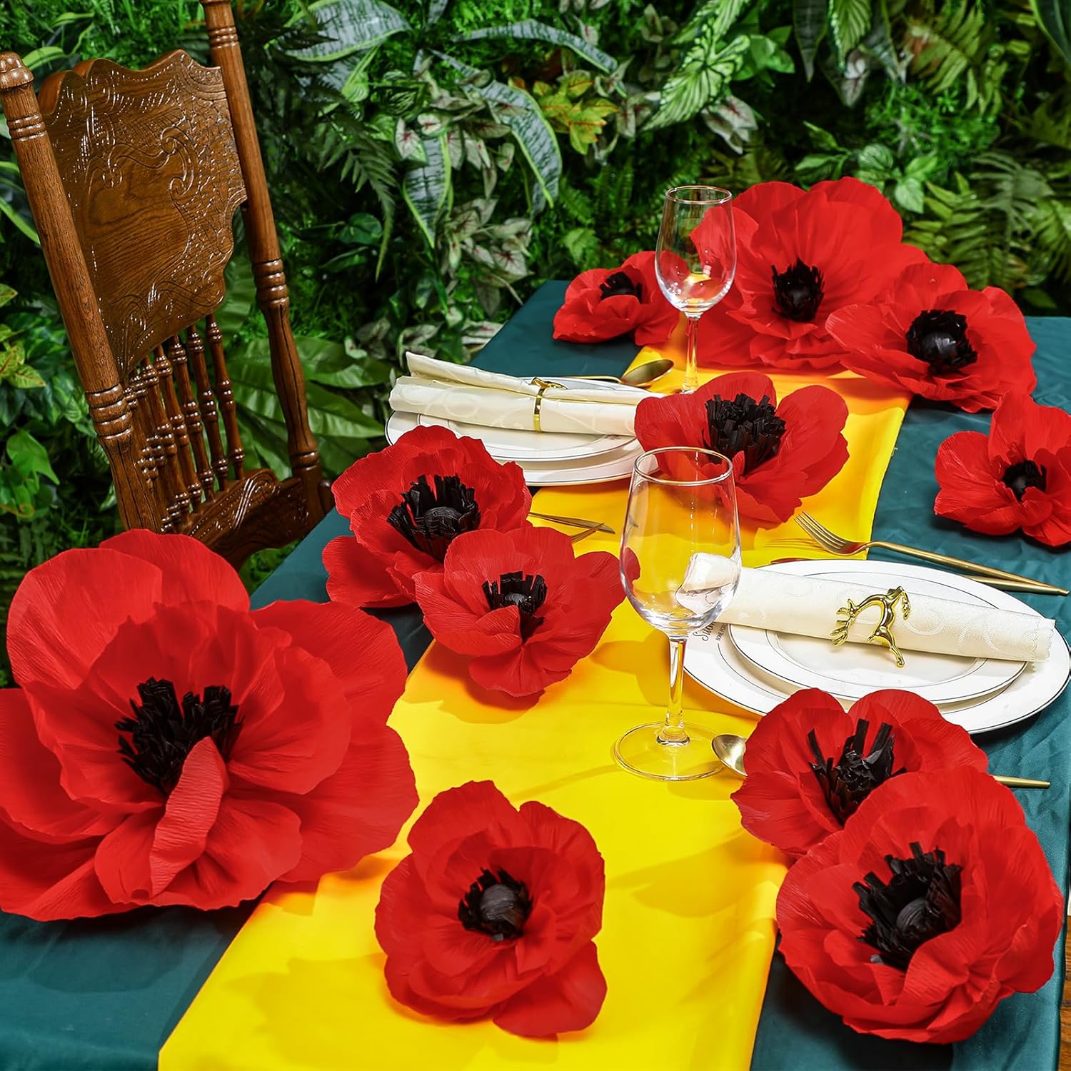 WILLBOND 30 Pcs Artificial Red Poppy Flowers Veterans Day Large Poppies Fake Flowers for Halloween Memorial Day Wicked Birthday Carnival Back to School Party Backdrop - Image 4