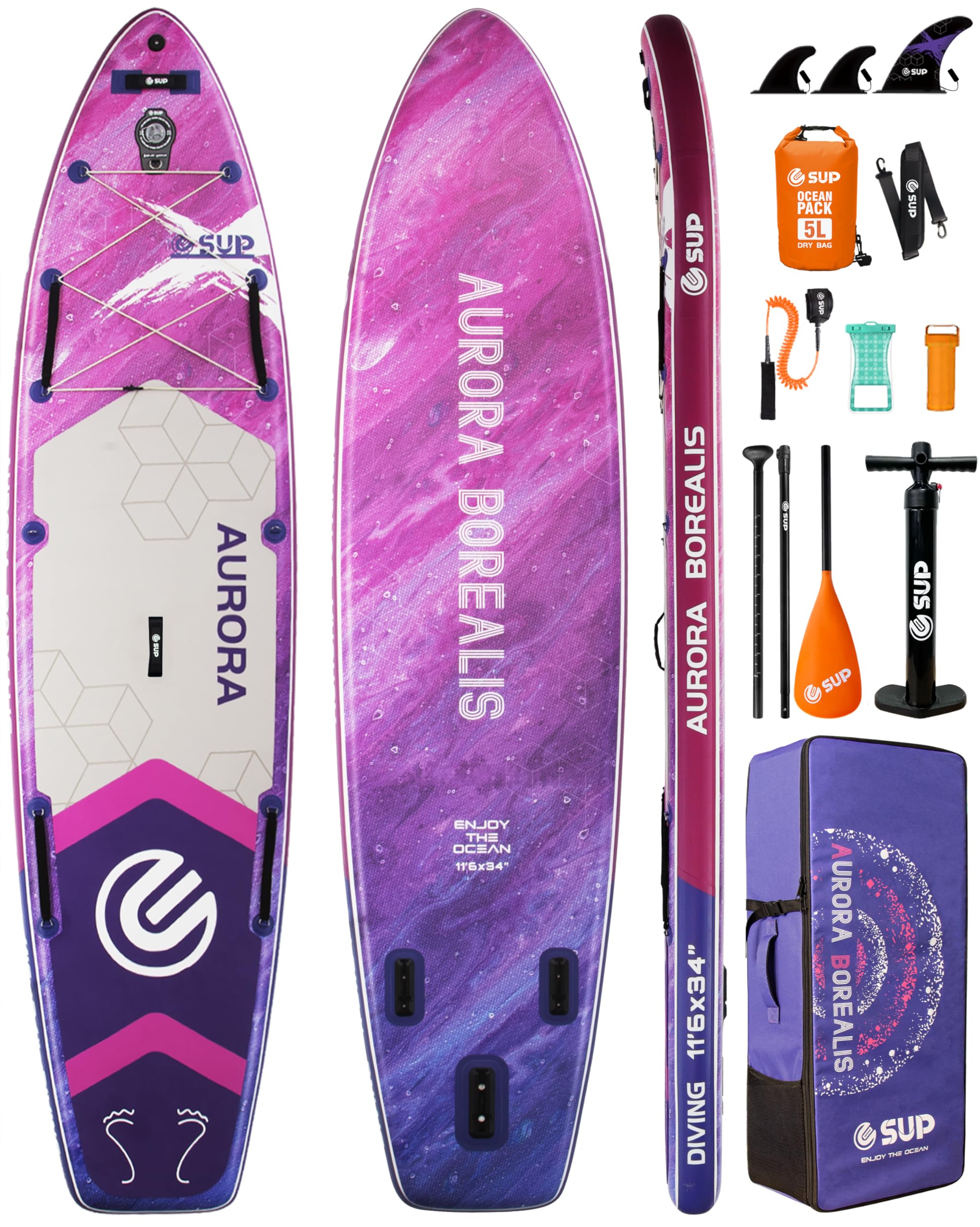 ESUP 11’6 ×34" Extra Wide Paddle Board Inflatable with Premium Sup Board Accessories, Extra Stable Stand Up Paddleboards for Adults/425lb/Family/