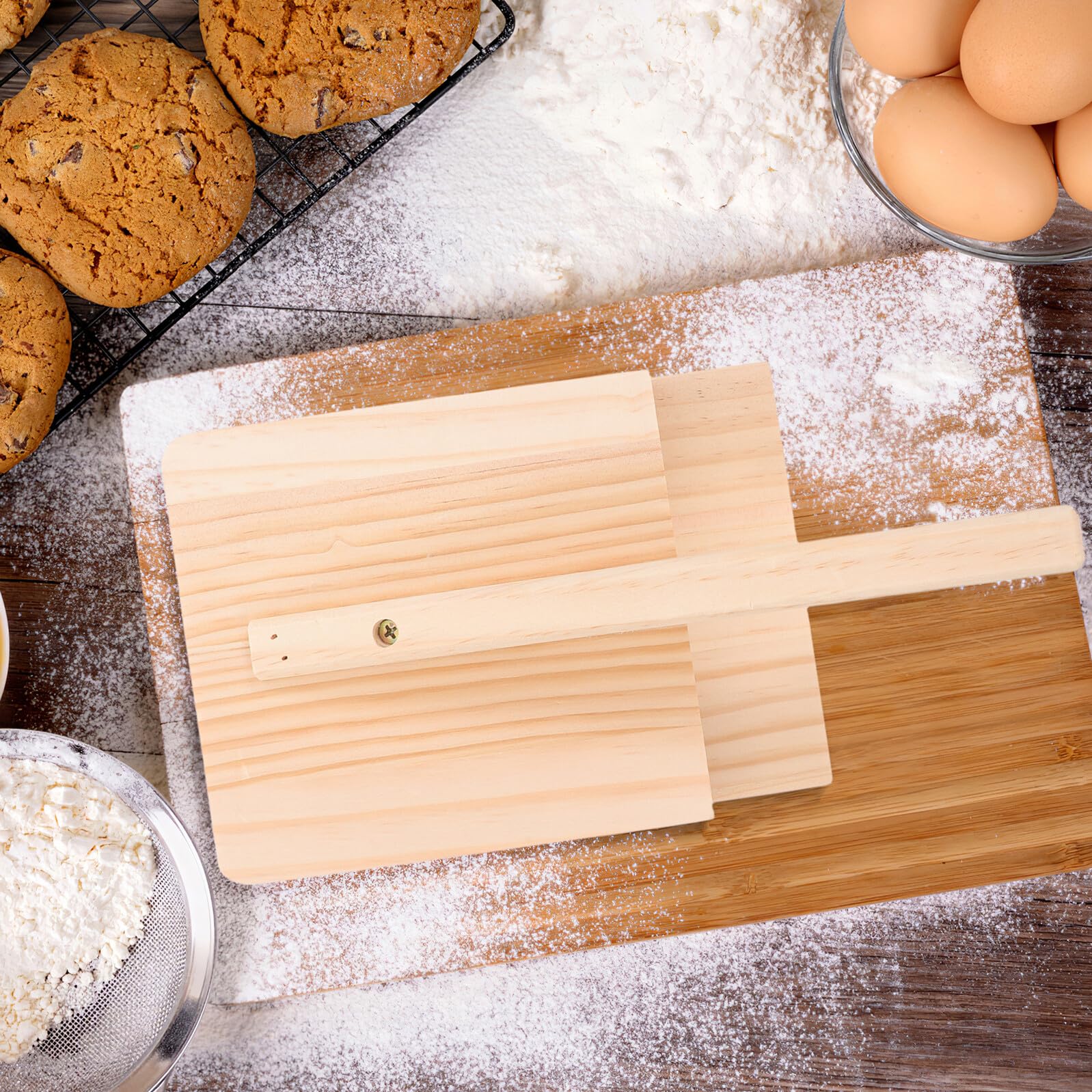 Housoutil Molde de Madera para Masa de Dumplings Prensa de Acero Inoxidable Herramienta Práctica para Prensar Masa Uniforme Adecuado para Repostería y Cocina Casera